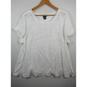Torrid Embroidered Top Plus Size 2X White Short Sleeve